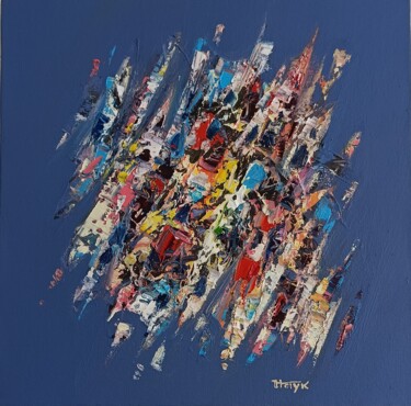 Картина под названием "Vibrant Abstract Bu…" - Hayk Miqayelyan, Подлинное произведение искусства, Масло Установлен на Деревя…