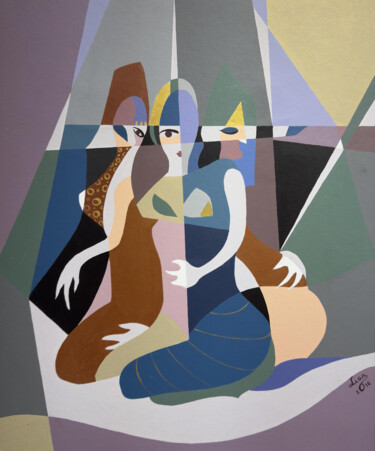 Pintura titulada "Anticipated Embrace" por Liana Ohanyan, Obra de arte original, Oleo Montado en Cartulina