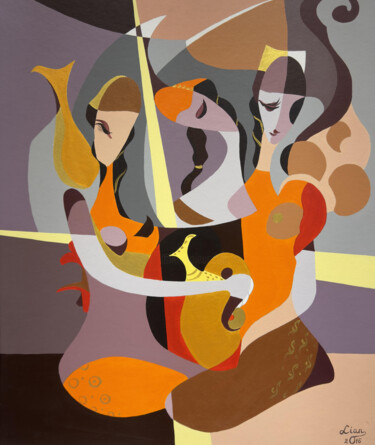 Pintura titulada "Abstract Banquet" por Liana Ohanyan, Obra de arte original, Acrílico Montado en Cartulina