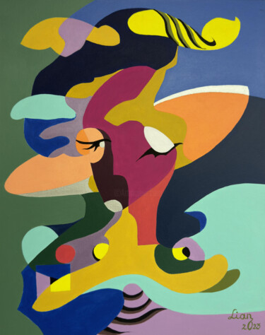 Schilderij getiteld "Conversion of Colors" door Liana Ohanyan, Origineel Kunstwerk, Olie Gemonteerd op Frame voor houten bra…