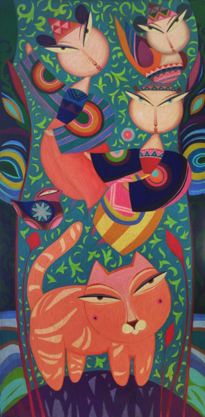 Peinture intitulée "Composition #2" par Hayk Sayadyan, Œuvre d'art originale, Huile Monté sur Châssis en bois