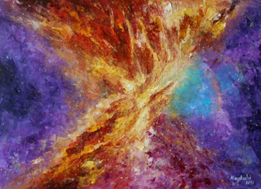 Painting titled "Cosmic whirlwind" by Haykuhi Khachatryan, Original Artwork, Oil