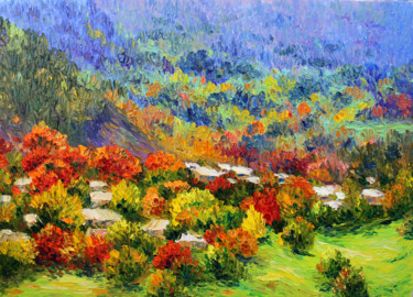 Painting titled "Autumn in Armenia" by Haykuhi Khachatryan, Original Artwork, Oil