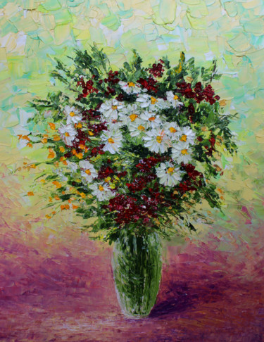 Painting titled "Field flowers" by Haykuhi Khachatryan, Original Artwork, Oil