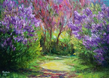 Peinture intitulée "Lilac Garden" par Haykuhi Khachatryan, Œuvre d'art originale, Huile