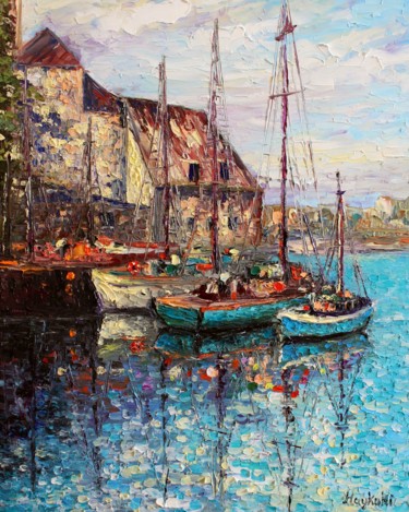Painting titled "Harbour" by Haykuhi Khachatryan, Original Artwork, Oil