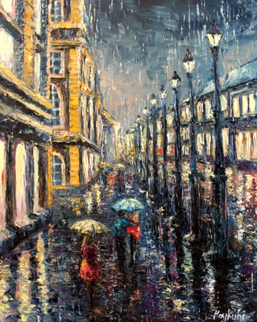 Картина под названием "Rainy Evening" - Haykuhi Khachatryan, Подлинное произведение искусства, Масло