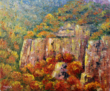 Peinture intitulée "Autumn in a kloof" par Haykuhi Khachatryan, Œuvre d'art originale, Huile