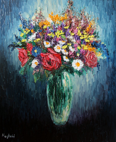 Pintura intitulada "Flowers" por Haykuhi Khachatryan, Obras de arte originais, Óleo