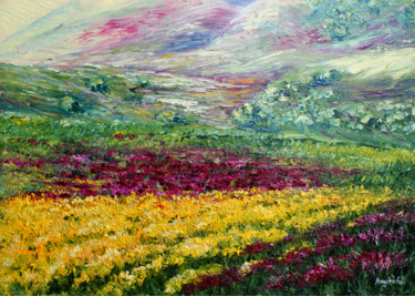 Pintura intitulada "Flower's field" por Haykuhi Khachatryan, Obras de arte originais, Óleo