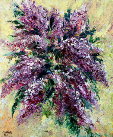 Painting titled "Lilac composition" by Haykuhi Khachatryan, Original Artwork, Oil
