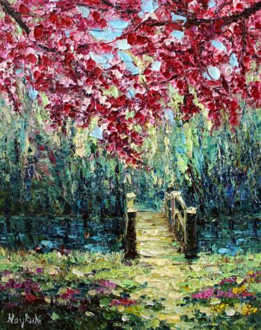 Malarstwo zatytułowany „Blooming garden” autorstwa Haykuhi Khachatryan, Oryginalna praca, Olej