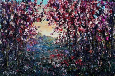 Pittura intitolato "Blooming trees" da Haykuhi Khachatryan, Opera d'arte originale, Olio