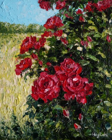 Pintura intitulada "Red Roses" por Haykuhi Khachatryan, Obras de arte originais, Óleo