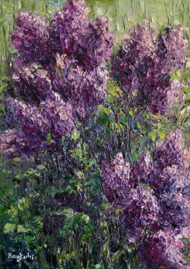 Schilderij getiteld "Lilacs" door Haykuhi Khachatryan, Origineel Kunstwerk, Olie
