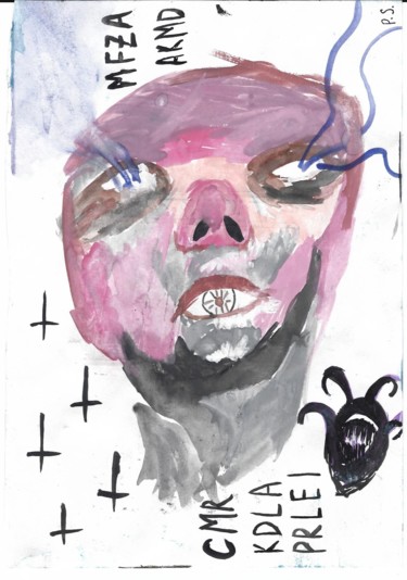 Рисунок под названием "Homme dans une boîte" - Polina Herźen, Подлинное произведение искусства, Гуашь