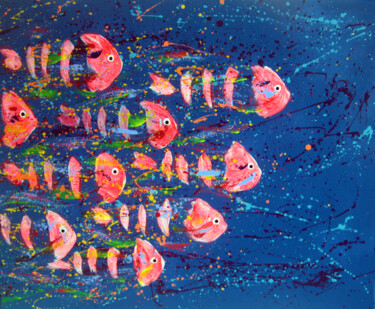 Peinture intitulée "HAYVON Poissons Fis…" par Hayvon, Œuvre d'art originale, Acrylique