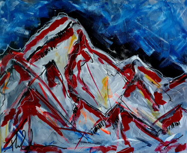 Картина под названием "HAYVON LEs Alpes la…" - Hayvon, Подлинное произведение искусства, Акрил Установлен на Деревянная рама…