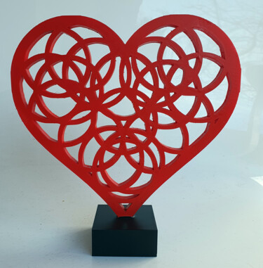Sculpture intitulée "HAYVON Coeur rouge…" par Hayvon, Œuvre d'art originale, Résine