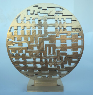 Sculpture intitulée "HAYVON gold world 2…" par Hayvon, Œuvre d'art originale, Résine