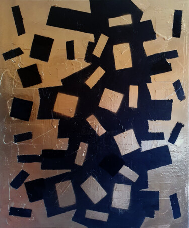 Картина под названием "HAYVON Gold Tetris…" - Hayvon, Подлинное произведение искусства, Акрил Установлен на Деревянная рама…