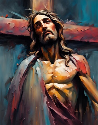 Digital Arts titled "Agony on the cross" by Hazel, Original Artwork, AI generated image