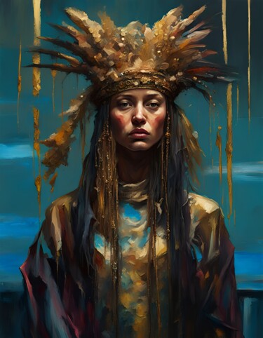 Цифровое искусство под названием "Native" - Hazel, Подлинное произведение искусства, Изображение, сгенерированное ИИ