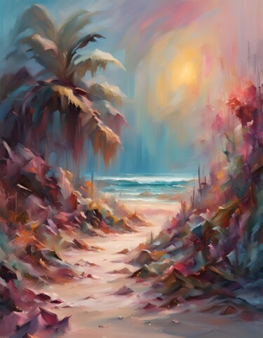 Digital Arts titled "Sunsets on the Pink…" by Hazel, Original Artwork, AI generated image