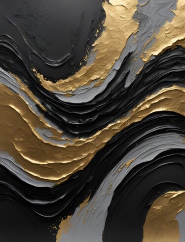 Arte digitale intitolato "Black and gold luxu…" da Hazel, Opera d'arte originale, Pittura digitale