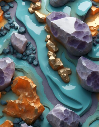 Цифровое искусство под названием "Turquoise" - Hazel, Подлинное произведение искусства, Изображение, сгенерированное ИИ