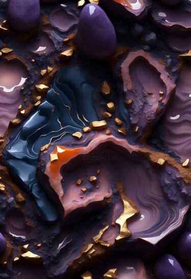 Digitale Kunst getiteld "Metals and Roses" door Hazel, Origineel Kunstwerk, AI gegenereerde afbeelding