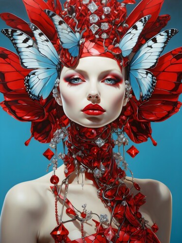Digitale Kunst getiteld "Butterfly Secrets" door Hazel, Origineel Kunstwerk, Digitaal Schilderwerk