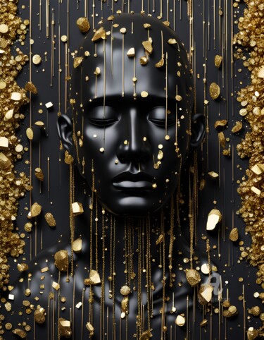 Arts numériques intitulée "Gold Rain" par Hazel, Œuvre d'art originale, Photographie numérique
