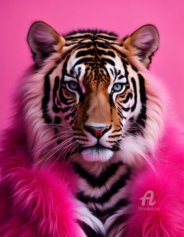 Digitale Kunst mit dem Titel "Rosy Roar" von Hazel, Original-Kunstwerk, Digitale Fotografie