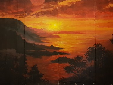 Peinture intitulée "coucher-de-soleil-1…" par Hugh, Hugues Burger, Œuvre d'art originale
