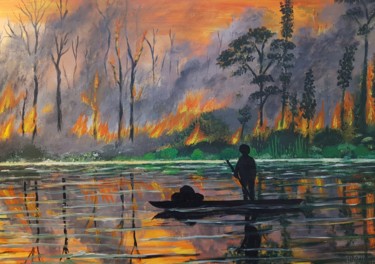 Painting titled "Amazon 2, Forêt en…" by Hugh, Hugues Burger, Original Artwork, Acrylic