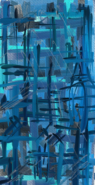 Arts numériques intitulée "Blue hurt" par Hugh, Hugues Burger, Œuvre d'art originale, Peinture numérique
