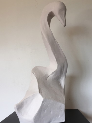 Escultura titulada "Cygne blanc/white S…" por Hiam Demeulenaere, Obra de arte original, Terracota