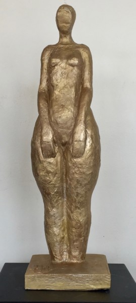 Sculpture intitulée "Gold Statue Sculptu…" par Hiam Demeulenaere, Œuvre d'art originale, Terre cuite