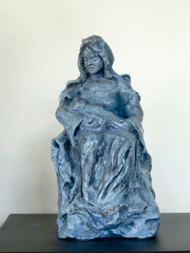 Скульптура под названием "Notre Dame Vierge e…" - Hiam Demeulenaere, Подлинное произведение искусства, Терракота