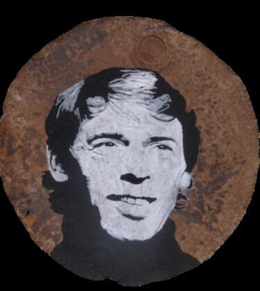 Painting titled "Brel" by Hdm, Original Artwork, Marker Mounted on Metal