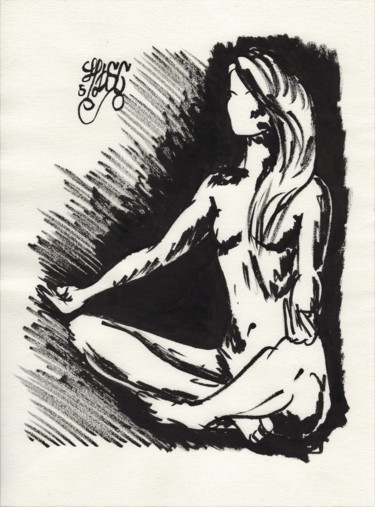 Tekening getiteld "noir et blanc N°5" door Hdsc, Origineel Kunstwerk, Inkt