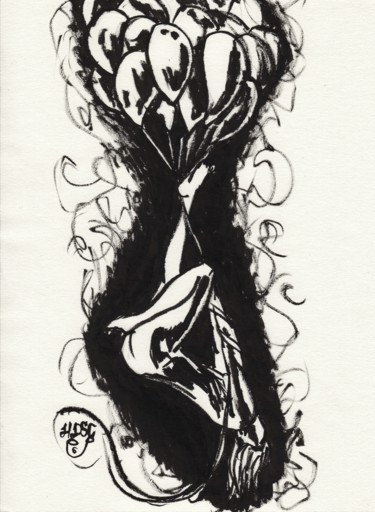 Dessin intitulée "noir et blanc N°6" par Hdsc, Œuvre d'art originale, Encre