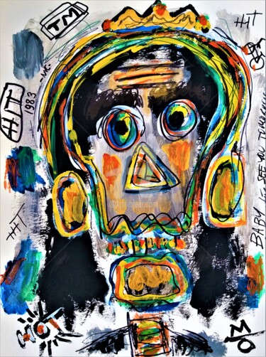 Schilderij getiteld "Skull Portrait" door Headbuum, Origineel Kunstwerk, Acryl