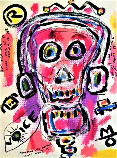 Malerei mit dem Titel "Abstract Skull Pain…" von Headbuum, Original-Kunstwerk, Acryl