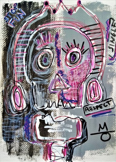 Картина под названием "Abstract skull" - Headbuum, Подлинное произведение искусства, Акрил