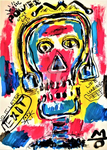 Картина под названием "Skeleton Head" - Headbuum, Подлинное произведение искусства, Акрил