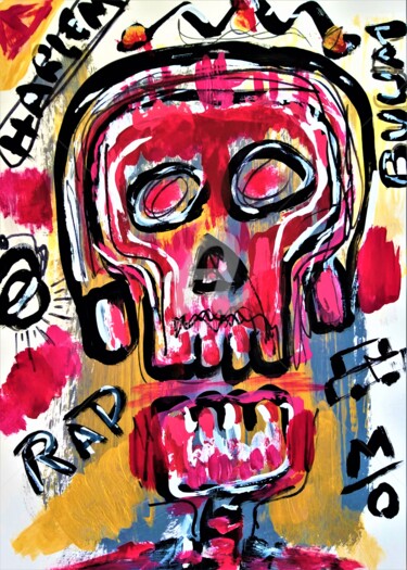 Schilderij getiteld "Skeleton. Abstract…" door Headbuum, Origineel Kunstwerk, Acryl
