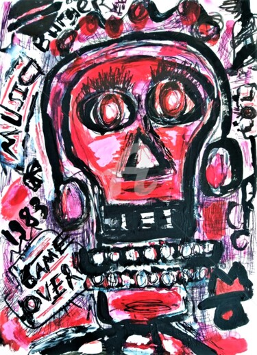 Schilderij getiteld "Abstract Skull Art.…" door Headbuum, Origineel Kunstwerk, Acryl