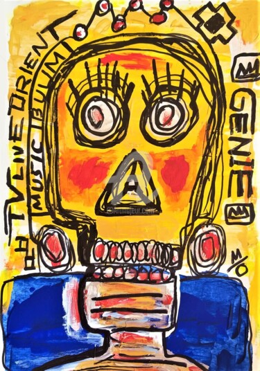Картина под названием "Skull. Art." - Headbuum, Подлинное произведение искусства, Акрил